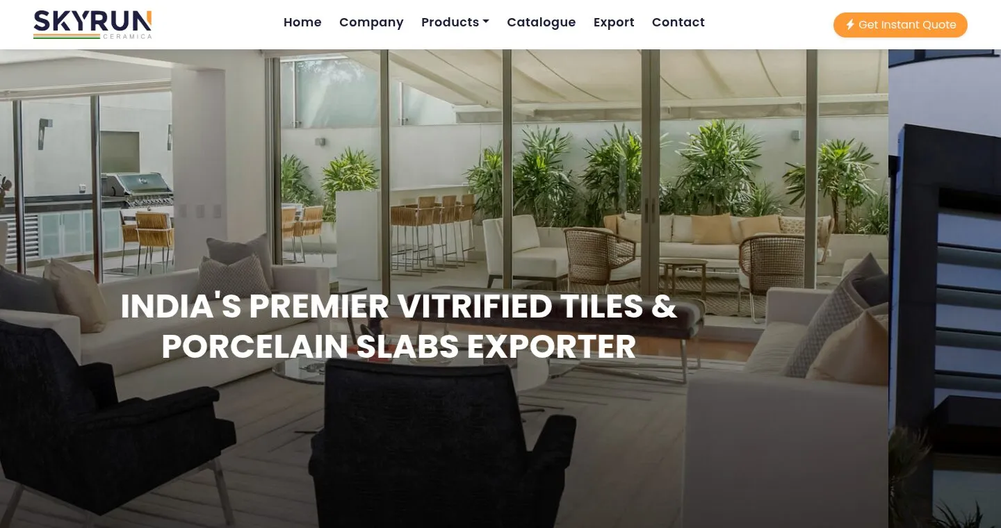 Skyrun Ceramica website homepage, designed and built by Pravion