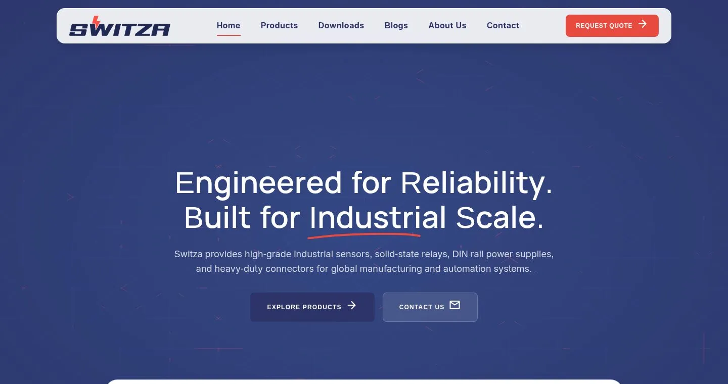 Switza International website homepage